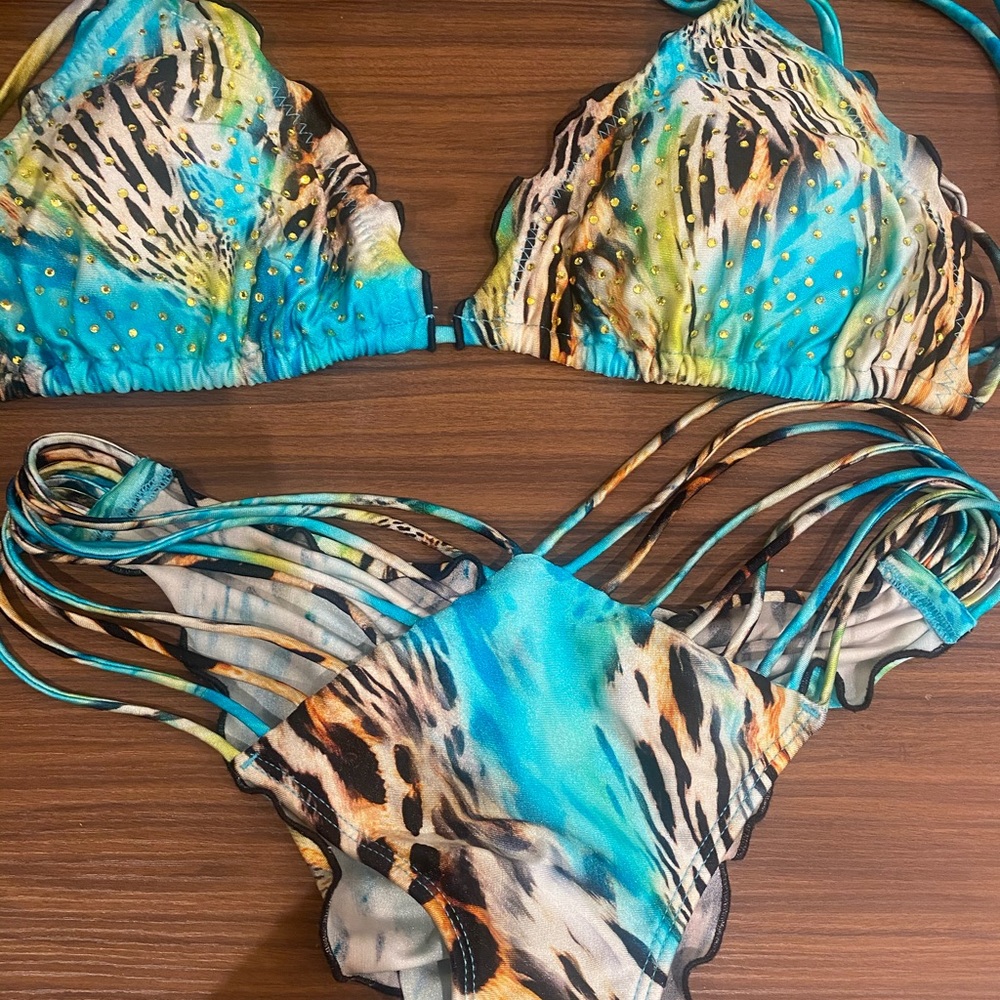 Luli Fama Bikini Set L sparkling animal print